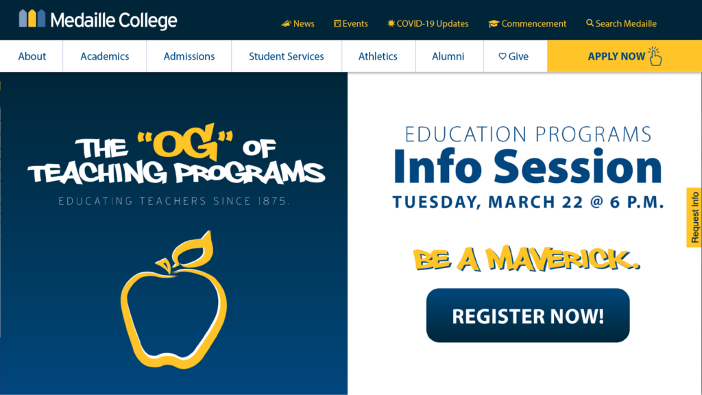 Medaille College Website Navigation Redesign - Desktop 1